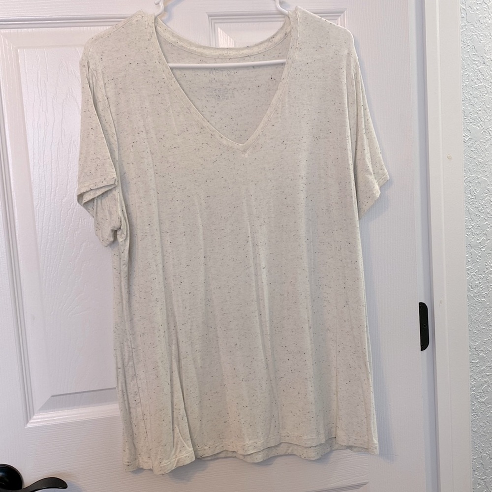 Off white shirt with black and grey speckles